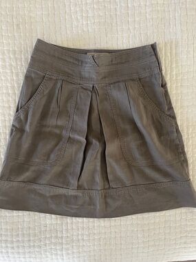 Massimo Dutti Taupe Pleated A-Line Mini Skirt